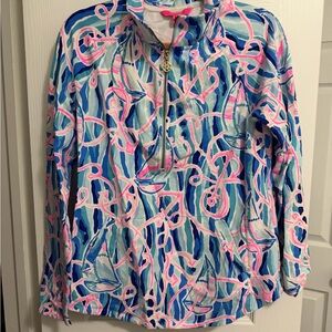 Lilly Pulitzer Blue and Pink Patterned Hoodie